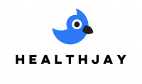 Image of bluejay with HealthJay beneath bird